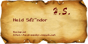 Heid Sándor névjegykártya